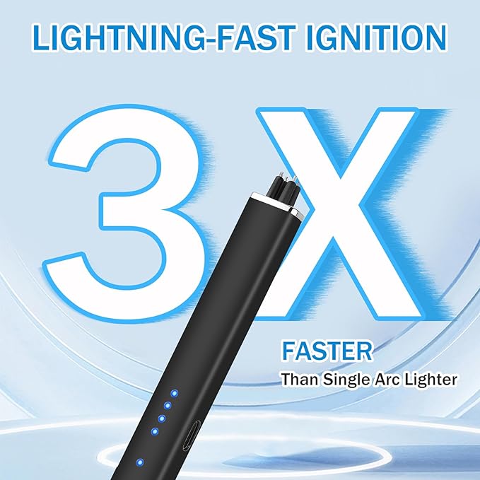 Electric Candle Lighter Rechargeable Windproof Flameless Gifts for Men Husband Dad Dual Arc Stocking Stuffers for Men Him Women Camping Kitchen USB Lighters with Safety Lock Valentines