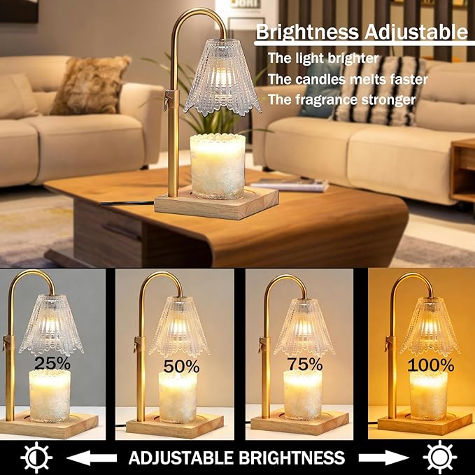 Elecstars Candle Warmer Lamp with Timer, 4 Brightness Levels and Height Adjustable,Gifts for Women,House Warming Gifts,Home Decor,Wax Melts Warmer.