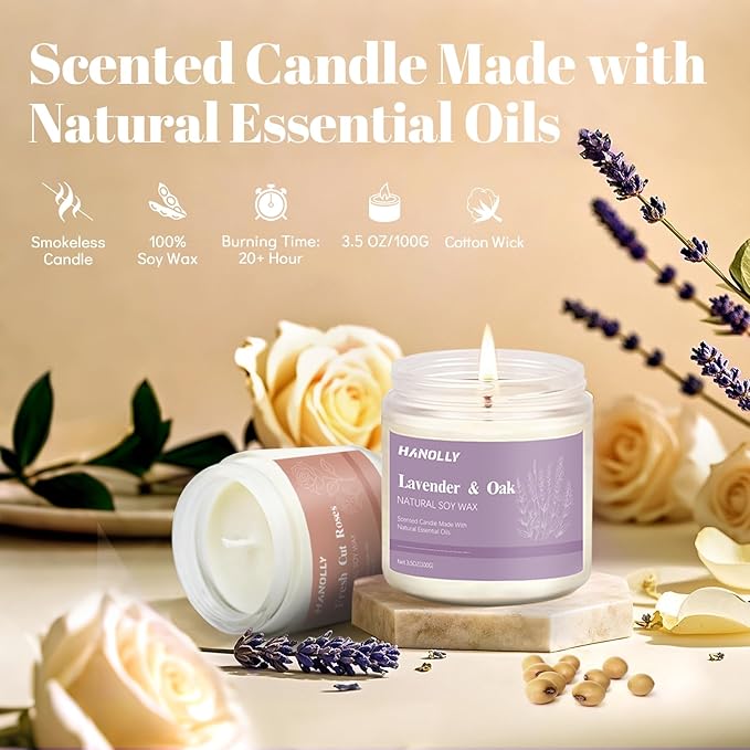 12 Pack Candles for Home Scented, Aromatherapy Candles Gifts Set for Women, Lavender, Vanilla, Rose Candle, 42OZ Natural Soy Wax Long Lasting Jar Candle, Birthday Valentine’s Day Present