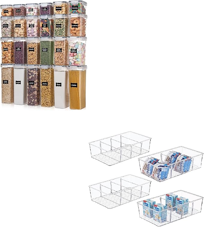 Vtopmart 24pcs Airtight Food Storage Containers with Lids and 4 Pack Pantry Organization and Storage