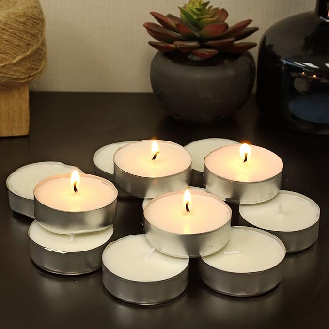 Stonebriar 40 Pack Unscented Mega Oversized Tea Light Candles with 9 Hour Extended Burn Time