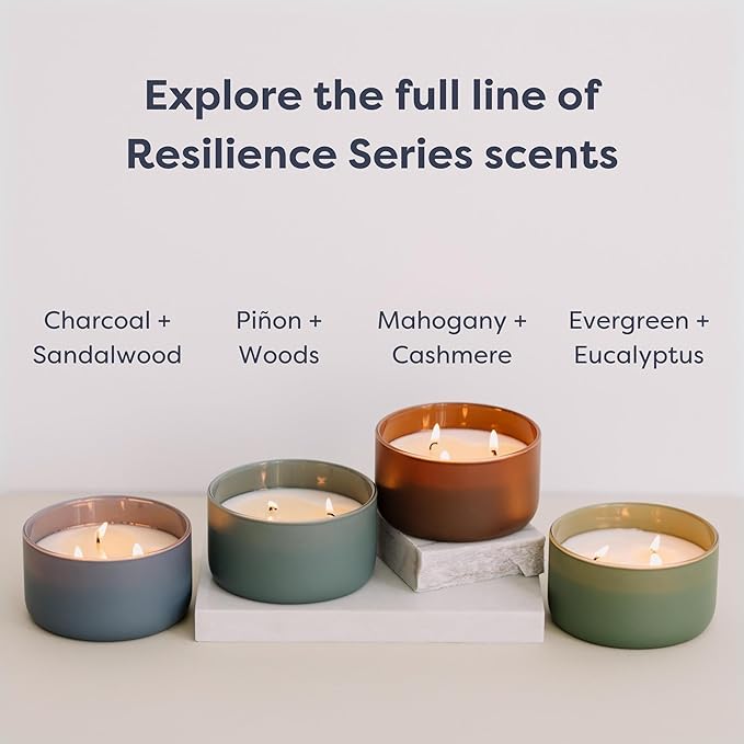 Calyan Wax Co. Charcoal & Sandalwood 3 Wick Scented Candle - 30 Hour Burn - Luxury 3 Wick Soy Candles - Non Toxic Soy Wax Candles - Long Lasting Large Glass Jar Candle for Home - 8oz