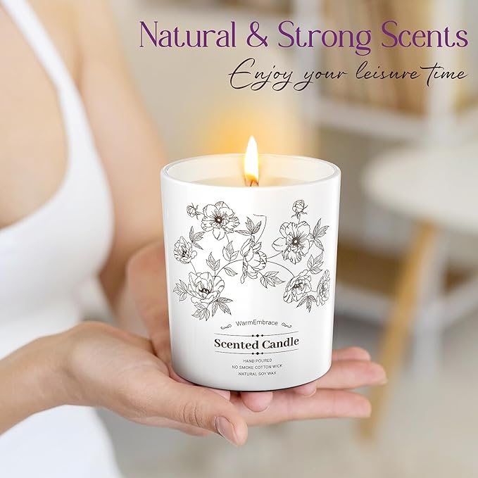 Deluxe Scented Candle for Women & Men, Lavender Soy Wax Candle, 5.2 Oz Jar Candle for Home, Scented-40 Hour Long Lasting Burning, Suitable Present for Thanksgiving, Christmas & Birthday