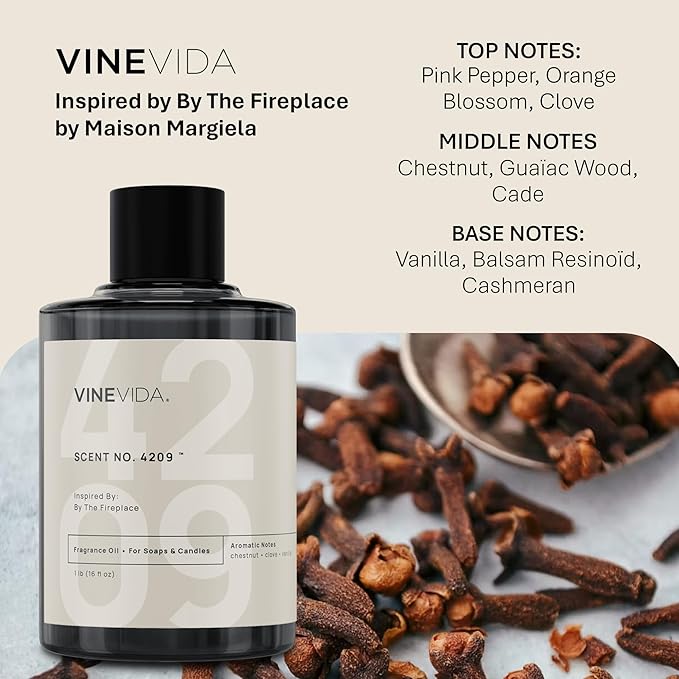 VINEVIDA [16 Oz] Scent NO. 4209 Inspired by by The Fireplace | Premium Fragrance Oil for Candle Making & Soap Making | Candle Scents for Soy Wax | Scented Oils for Car Freshies & Bath Products
