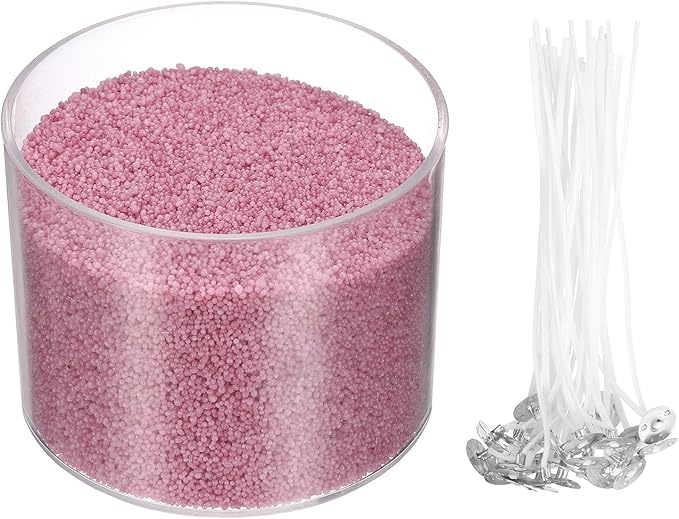 MECCANIXITY Pearled Sand Candles with 30 Pcs Wicks 14Oz / 400g Candle Beads Refillable Powder Sand Wax Making Kit for Thanksgiving Christmas Wedding Party DIY Home Crafts, Cherry Color