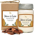 Aira Soy Candles - Organic, Kosher, Vegan, in Mason Jar w/Therapeutic Grade Essential Oil Blends - Hand-Poured 100% Soy Candle Wax - Paraffin Free, Burns 110+ Hours - Tobacco & Cedar - 16 Ounces