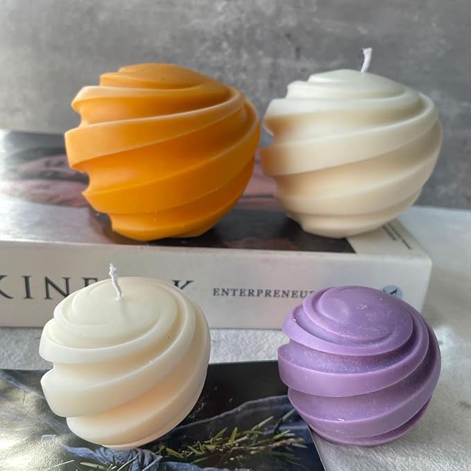 MGLIFEUL 3Pcs Spiral Unique Silicone Wax Candle Mold for Candle Making Molds Silicone Mold Novelty Shapes Moldes De Silicona para Velas Artesanales De Silicona