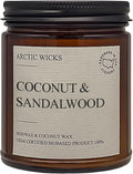 Arctic Wicks Scented Coconut Beeswax Candles | Coconut Beeswax Non Toxic Candle 9oz Amber | Farmhouse Candles Non-Toxic Clean Burn 100% USDA Certified Biobased (Coconut & Sandalwood)