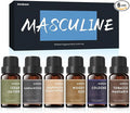 AmaKane Fragrance Oils, Masculine Essential Oils for Men, Candle Scents for Candle Making, Fragrance Oil for Soap Making, Diffuser Oils Scents 6x10 ml, Sandalwood, Cedar Leather, Woody Oud, More