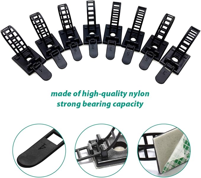 25 Pieces Desk Wire Organizer Cable Ties Zip Ties Adhesive Cord Clips Cable Management Cord Keeper Desk Wire Management
