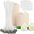 200PCS Candle Wicks 10 Inch with Candle Stickers – 100PCS Large Cotton Candle Wicks and 100PCS Double Sided Candle Stickers for Candle Making Candle DIY Supplies