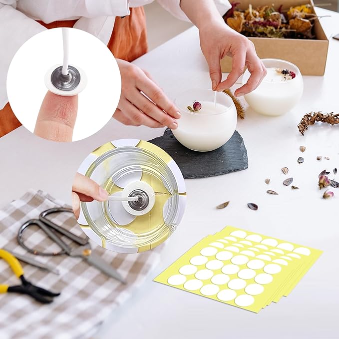 300Pcs Candle Wick Stickers, Candle Making Kit, Double-Sided Stickers for Candle Making (300)