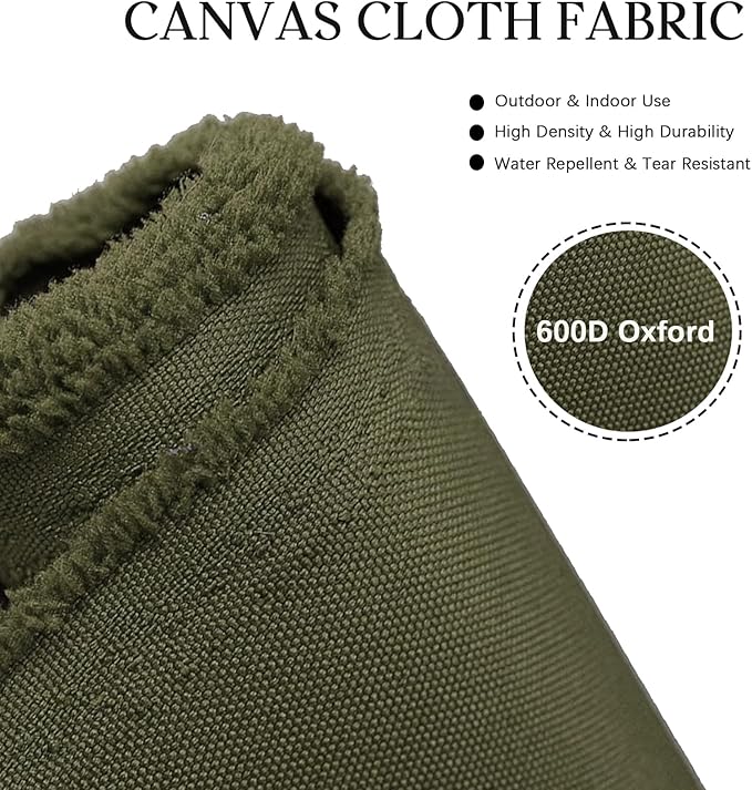 Waterproof Canvas Cloth Fabric by The Yard 60" W 600D Oxford Polyester Upholster Fabric Water Resistant Material for Outdoor Furniture Chair Cushion Cover DIY Sewing (1 Yards, Army Green)