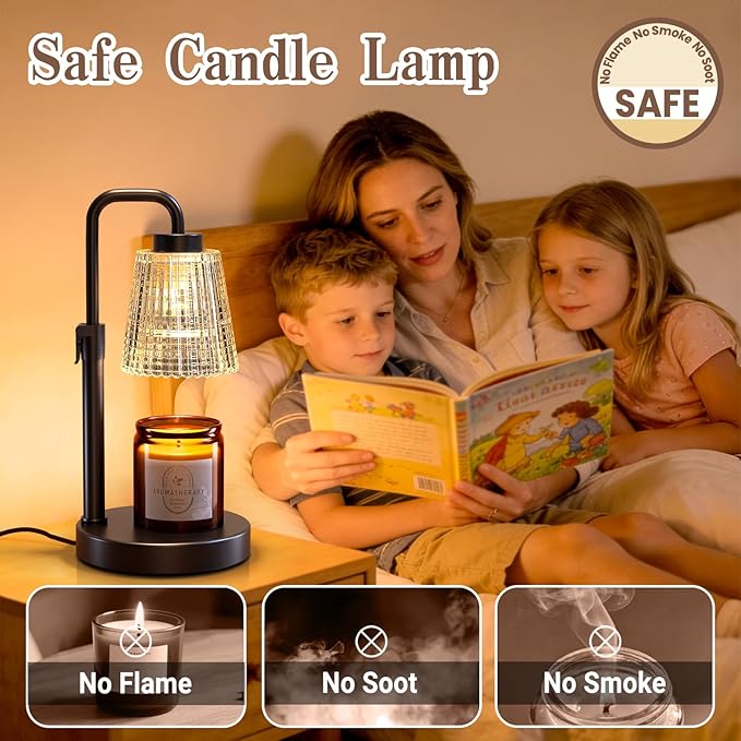 hyrion Candle Warmer Lamp with Timer, Dimmer Adjustable Height Wax Melter Warmer for Scented Jar Candles, Flameless Candle Melter Lamp for Home Decor, Birthday Gifts for Women Mom (2 Bulbs Included)