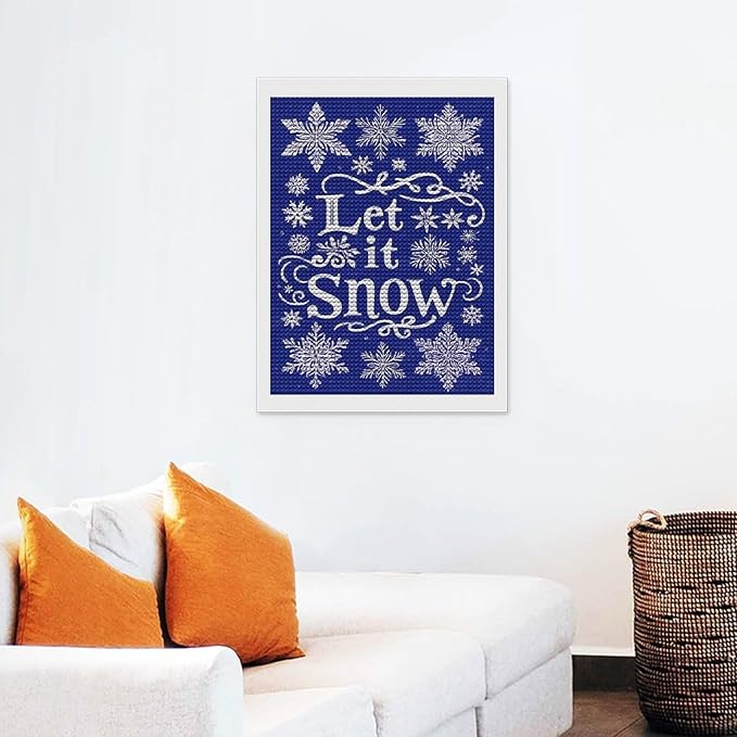 AIVKIEJK Diamond Painting Kits for Adults - Festive Snowflake Christmas Let It Snow Painting DIY 5D Full Drill Diamond Dots Paintings with Diamonds Gem Art and Crafts Home Decor 12"x16"