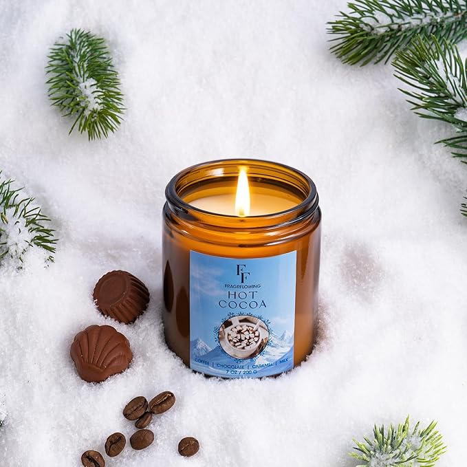 Christmas Candles, Winter Scented Candles for Home, 4 Pack Holiday Natural Soy Candles, Gifts for Women Men, Fragrance of Fir/Hot Cocoa/Vanilla Cookies/Cinnamon