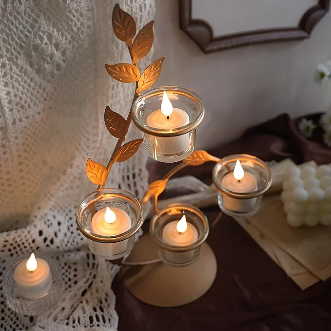 Daord Rechargeable Tea Lights with Remote Control & Timer Flickering Flameless 3D Wicks Tealight Candle Candles with Charging Cable for Home,Halloween,Christmas Decor (12pcs,Warm White(A))