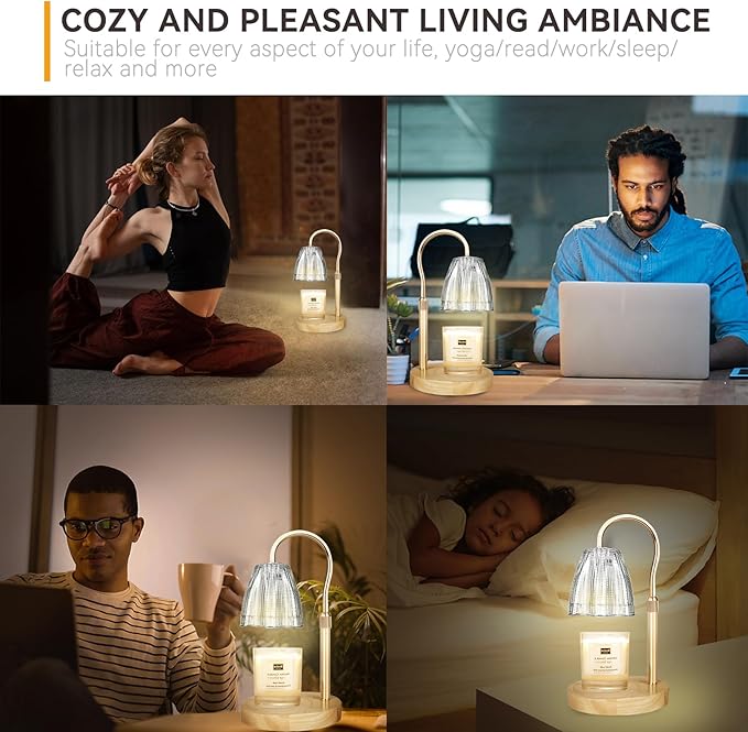 TOACSUCP Candle Warmer Lamp with 3 Bulbs, Adjustable Height Dimmable Candle Warmer with Timer, Compatible with Large Jar Candles, Candle Lamp with Charming Gift Box for Her/Him