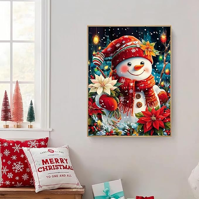 XTCIXAL Christmas Diamond Art Kits for Adults, Snowman Diamond Painting Kit, DIY Beginners Gem Art Suitable for Gifts and Home Wall Decor - 12x16 Inch