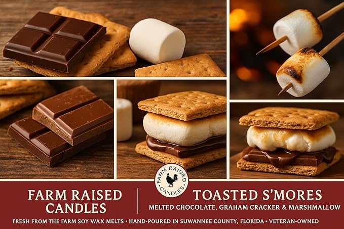 Farm Raised Candles – Fresh from the Farm Soy Wax Melts – Variety Pack – 5 Pack, 16oz Total (30 Cubes) – Autumn Gathering, Campfire Marshmallows, Warm Flannel, Toasted S’Mores, Fall Nights