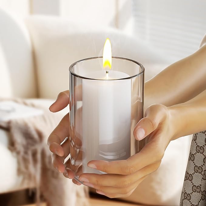 2 Pack 3 * 6 Inch Votive Candle Mold - Cylinder Candle Silicone 3D Molds for Pray, Peony & Home Decor - Resin Casting & Soap Making Molds