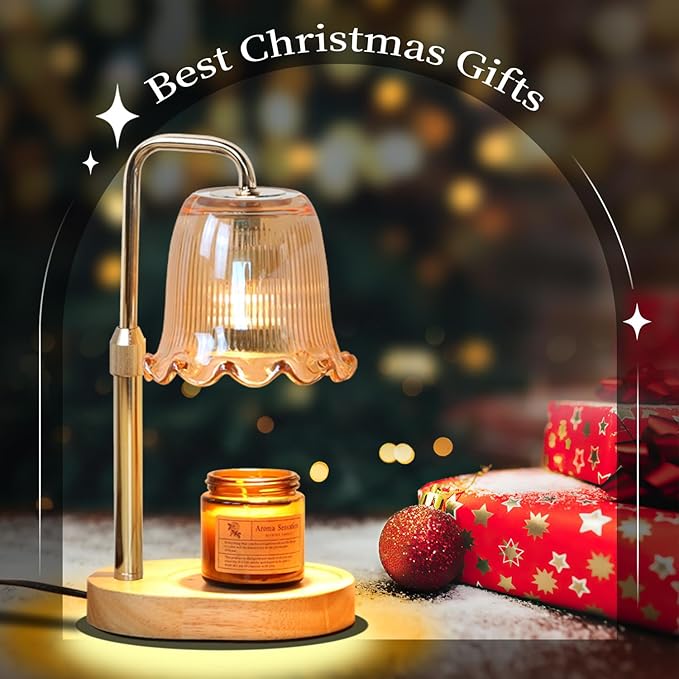 Candle Warmer Lamp with Timer Dimmable, Adjustable Height, House Warming Gifts New Home Decor, Mothers Day Birthday Gifts for Mom Women, Bedroom Decor with 2 Bulbs (Gifts for Women)
