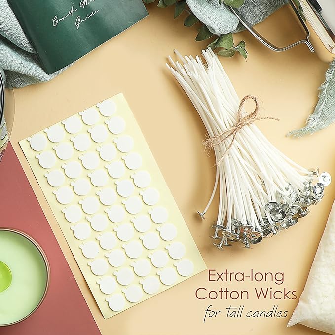 Hearth & Harbor Natural Soy Wax and DIY Candle Making Supplies - 50 Lbs Soy Candle Wax Flakes, 24 Candle Wax Dye Blocks, 500 Cotton Wicks, and 10 Metal Centering Device