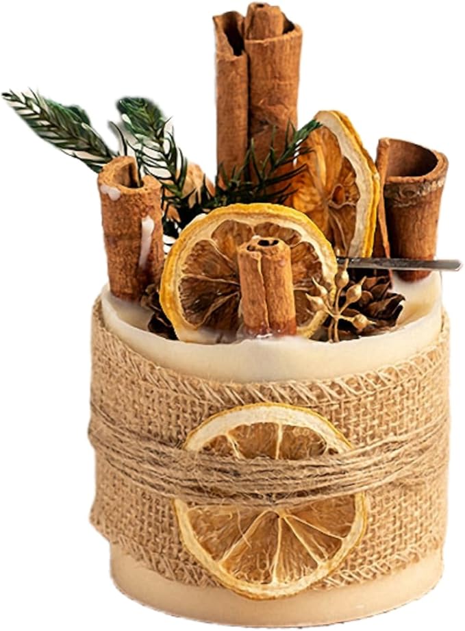 SimpleVibesXinPuwei DIY Lemon Cinnamon Pillar Wax Material Kit - Festive Handmade Activity Scented Wax Crafting Set (A)