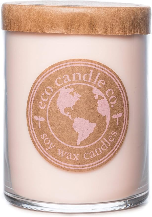 ECO CANDLE CO. Recycled Candle, Vanilla Grapefruit, 18 oz. Double Wick - Scents of Vanilla & Pink Grapefruit - 100% Soy Wax, No Lead, Kraft Paper Label & Lid, Hand Poured, Midwest Grown Soybeans