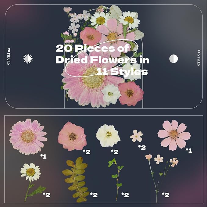 CONVELIFE Pink Dried Pressed Flowers, Real Nature Flowers with Tweezers, Pressed Flowers for Resin DIY Jewelry Candle Soap Vase Making Nail Card Scrapbook Art Craft Floral Decors