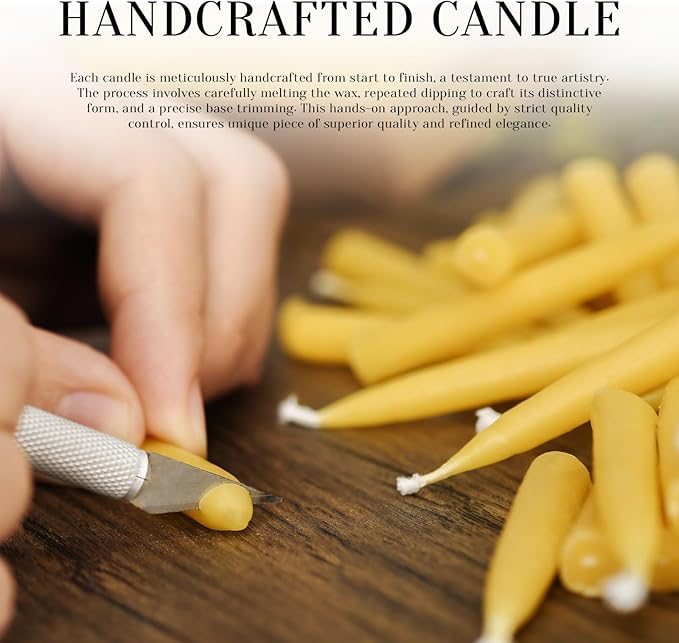 DEYBBY 20 Minute Beeswax Meditation Candles for Happiness - 24pcs Mini Beeswax Taper Candle Gift Set with 2 Small Candle Holders