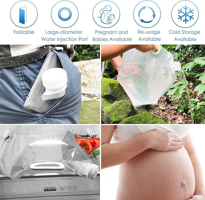 Collapsible Water Tank Container Bag, BPA Free Outdoor Folding Water Storage Carrier for Backpacking Camping Hiking Picnic BBQ Hurricane Flood Earthquake Emergencies