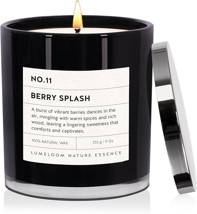 Berry Splash Luxury Scented Candles, 9oz Soy Wax Candles for Home Scented, BlackBerry, Boysenberry & Woods Scent, Long Burning Time, Gifts for Women, Friends, Men, Mom, Sister