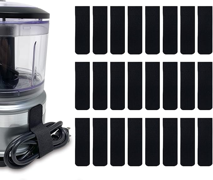 Cable Clams by Wrap-It Storage - 3" (24-Pack) Black - Cord Organizer for Appliances Strips with Adhesive for Office Organization and to Hide TV, Desk, or PC Cord Management