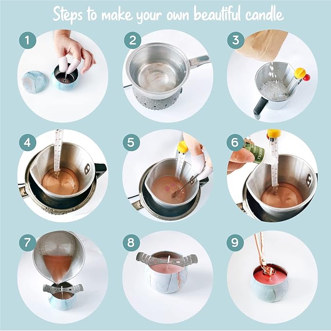 DALIBO DIY Candle Making Kit - Complete Starter Set for Beginners with Natural Soy Wax, Jars, Essential Oils, Melting Pot, Spoon, Wicks, Dye Blocks, Thermometer - Craft Supplies - 60-Pack,CMK-2021