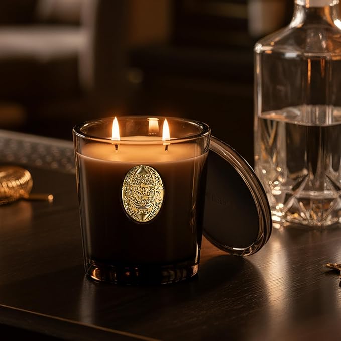 M&SENSE Large Two-Wick Soy Candle | Crisp Chill & Black | 19.8 oz, 120H Burn Time | Luxury Scented Candle for Him,for Relaxation, Gifting, Home Décor | Ideal for Bedroom, Office, Party Ambiance