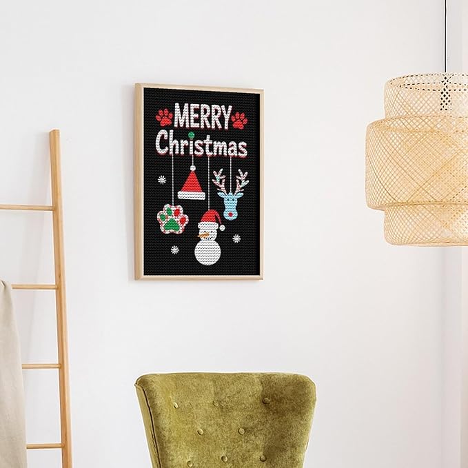 AIVKIEJK Diamond Painting Kits for Adults - Merry Christmas Paw Painting DIY 5D Full Drill Diamond Dots Paintings with Diamonds Gem Art and Crafts Home Decor 8"x12"