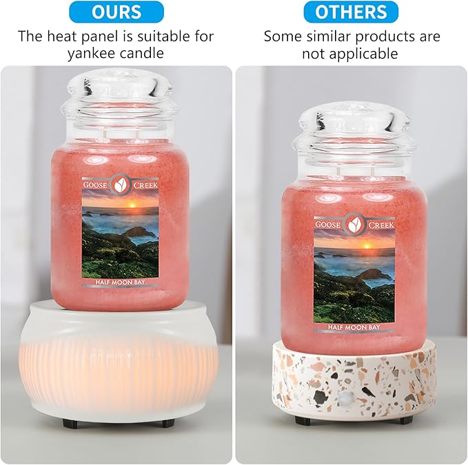 Ceramic Wax Melt Warmer for Scented Wax Warmer with 7 Colors LED Ambiance Light 3-in-1 Electric Fragrance Candle Burner for Home Office Deco Birthday Gifts for Women Girl Mom Daughter (White-02)