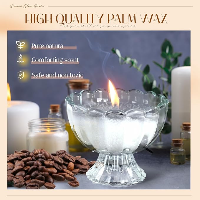 MTLEE Pearled Candle 2.2 lb Sand Wax Scented Sand Candle Kit with Gift Box 50 Wicks Refillable Jar White Beaded Wax Gift Set for Friends Mother Lover Women Family(Coffee)