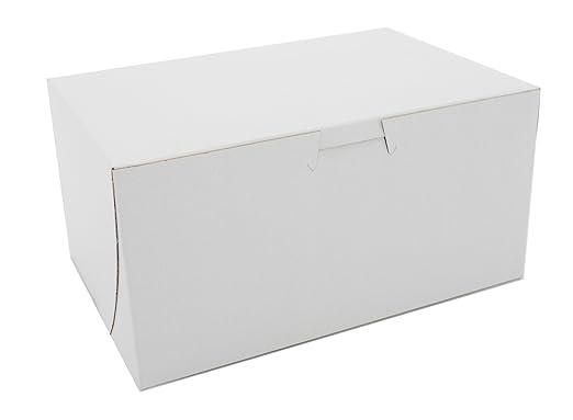 SCT 0929 Premium Clay Coated Kraft Paperboard White Non-Window Lock Corner Bakery Box, 8-in. L x 5-1/2-in. W x 4-in. H (Case of 250)