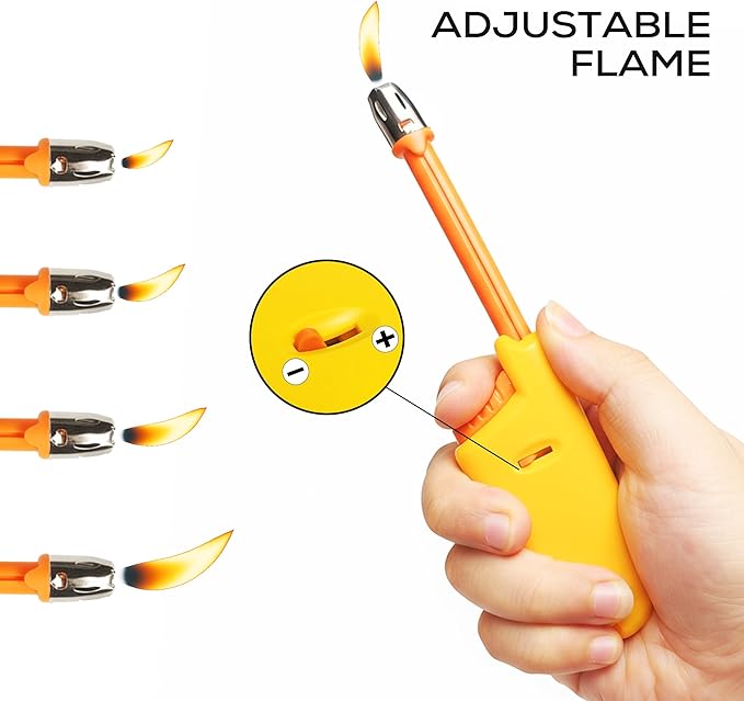 Navpeak Candle Lighter Long Neck Adjustable Lighters Butane Gas Refillable Plastic Lighter Kitchen Igniter (5 Pack) (Butane Included)