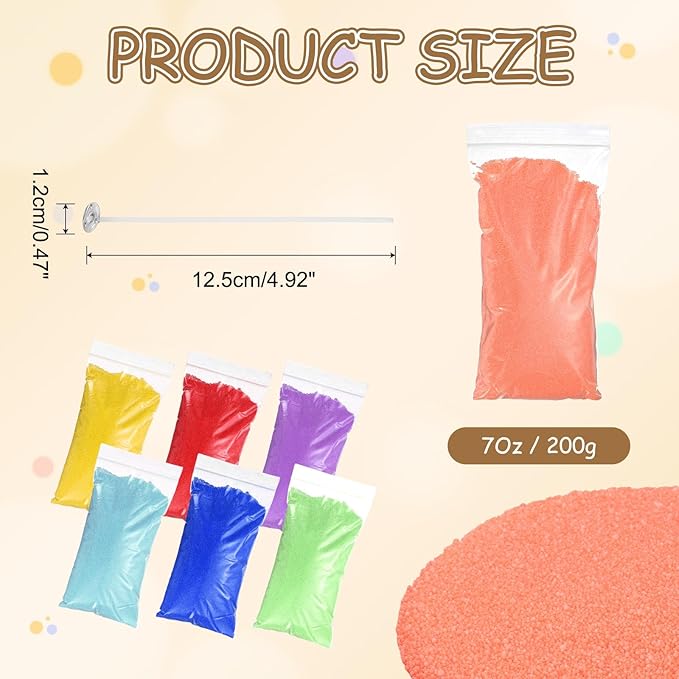 MECCANIXITY Pearled Sand Candles with 20 Pcs Wicks 7Oz / 200g Candle Beads Refillable Powder Sand Wax Making Kit for Thanksgiving Christmas Wedding Party DIY Home Crafts, Orange