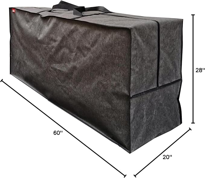 Outdoor Rectangular Cushion Storage Bag, Protective Zippered Storage Bags with Handles, 60"X20"X28" Dark Grey