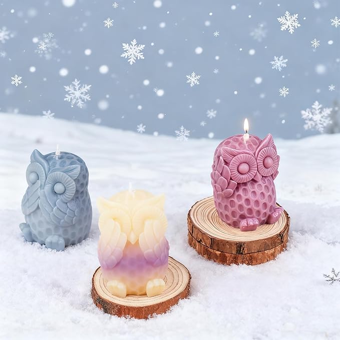 3Pcs Owl Silicone Molds Candle Molds for Candle Making Animal Epoxy Resin Casting Molds