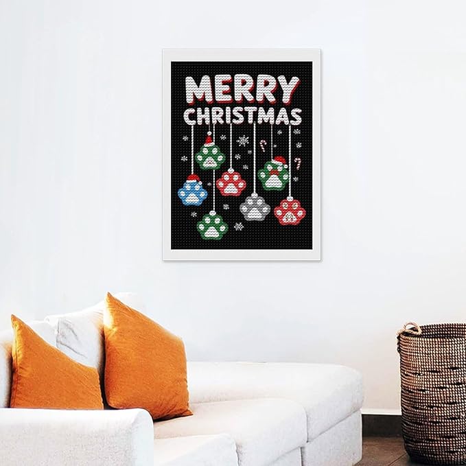 AIVKIEJK Diamond Painting Kits for Adults - Merry Christmas Paw Painting DIY 5D Full Drill Diamond Dots Paintings with Diamonds Gem Art and Crafts Home Decor 12"x16"
