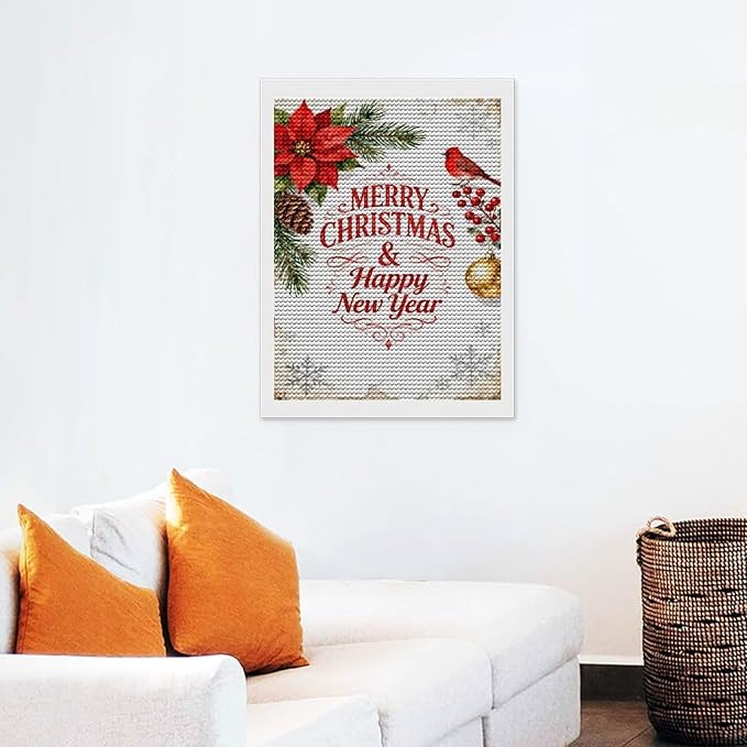 AIVKIEJK Diamond Painting Kits for Adults - Merry Christmas & Happy New Year Painting DIY 5D Full Drill Diamond Dots Paintings with Diamonds Gem Art and Crafts Home Decor 12"x16"