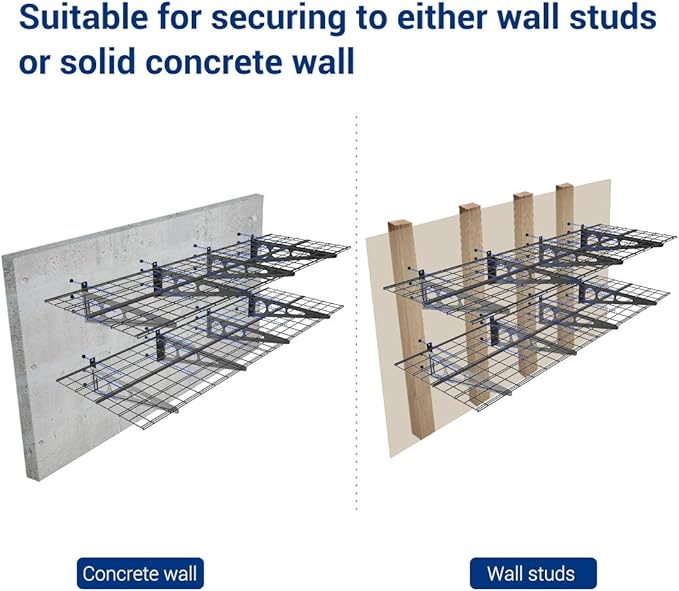 FLEXIMOUNTS WR26B-SBA 2' x 6' Wall Shelf Garage Storage Rack (2 Pack), Black, 24" x 72"