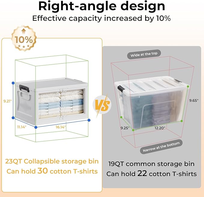 OlarHike 23QT Stackable Lockable Storage Bins with Lid - Removale Storage Box with Doors and Wheels, Plastic Containers for Closets and Organization, Living Room, Office, Bathroom, 4 Pack Cubes