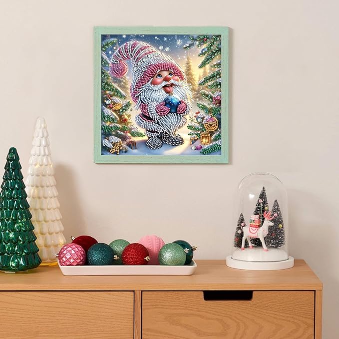antor Diamond Art Painting Kits for Adults, Christmas Gnome 5D Special Shape Diamond Art Kits for Beginners, Crystal Rhinestones Diamond Art Painting for Home Wall Christmas Decoration Gift 12×12inch