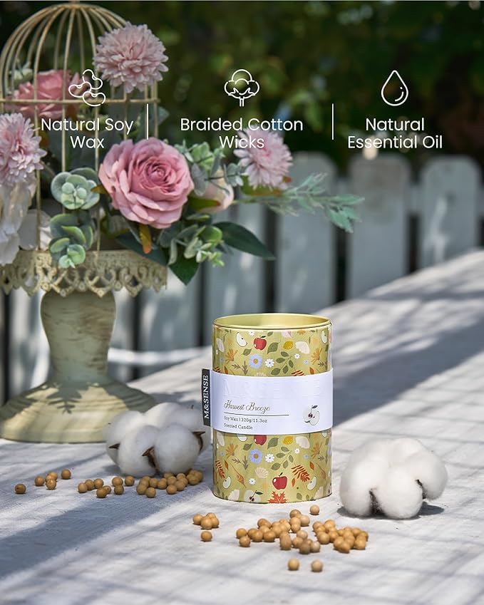 M&SENSE Spring Candle 11.3 oz, Harvest Breeze Scented Candle, Non-Toxin Soy Wax for Home Scented, Floral Candles Gift for Her, Up to 70 Hours Burning Long-Lasting Fragrance
